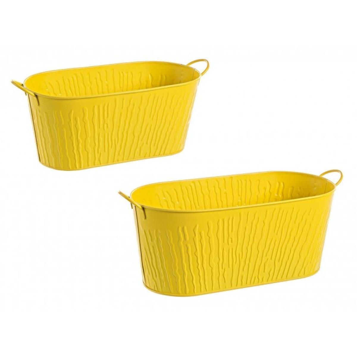 Vaso Contenitore Set pz.2 Corteccia con Manico Ovale Giallo | Bizzotto
