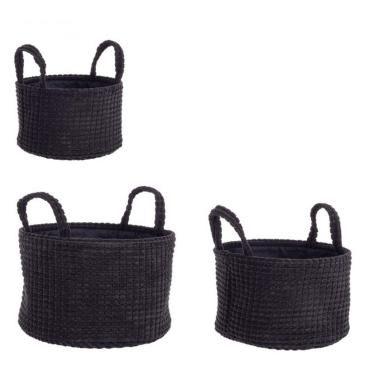 Cesto Set pz.3 con 2 Manici Nicky To Nero | Bizzotto