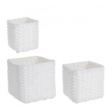 Cesto Set pz.3 Storage Carta Quadro Bianco | Bizzotto