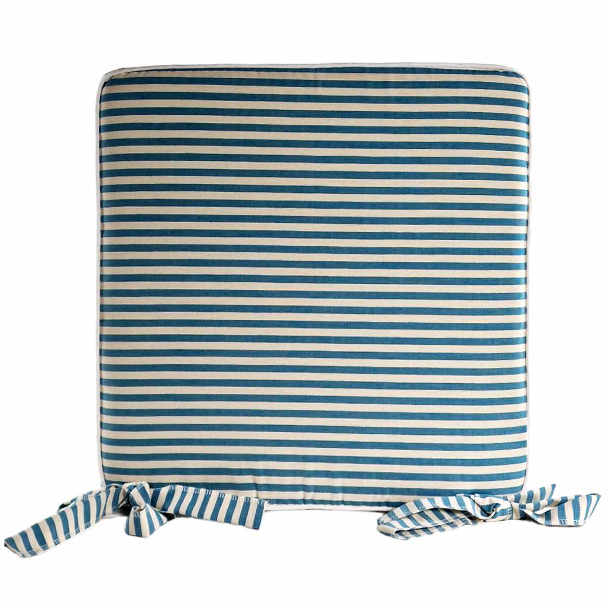 Cuscino Sedia Fianchetto Teflon Rayur Righe Azzurro cm.40x39 | Alore Casa