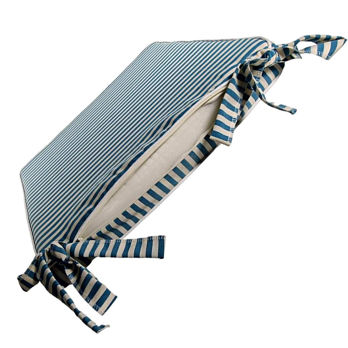 Cuscino Sedia Fianchetto Teflon Rayur Righe Azzurro cm.40x39 | Alore Casa