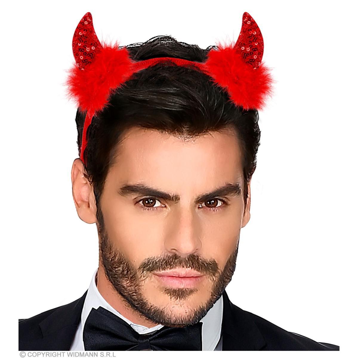 Cerchietto con Corna Diavolo Paillettes Rosse |Widmann