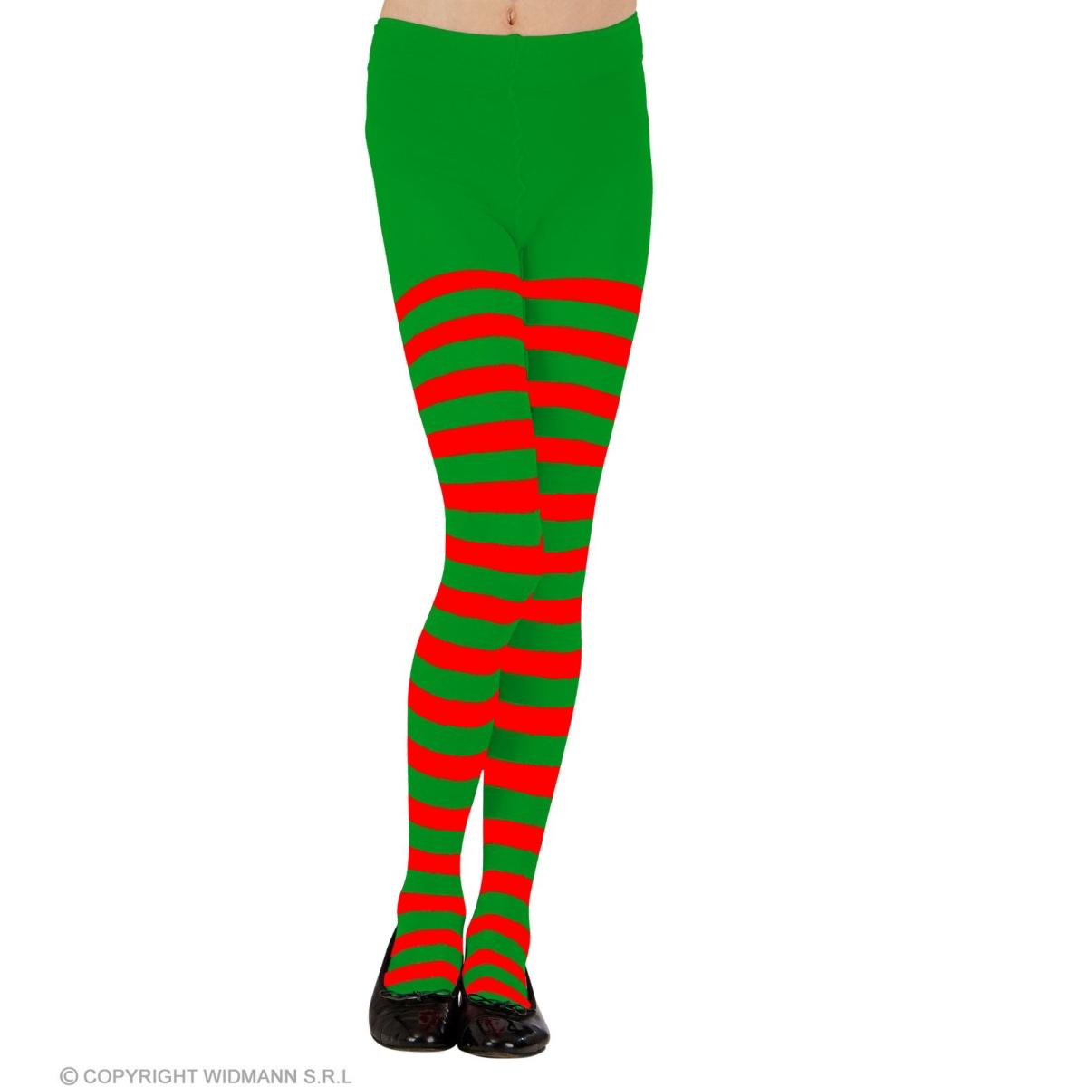 Calze collant elfo a righe verde e rosso