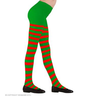 Calze collant elfo a righe verde e rosso