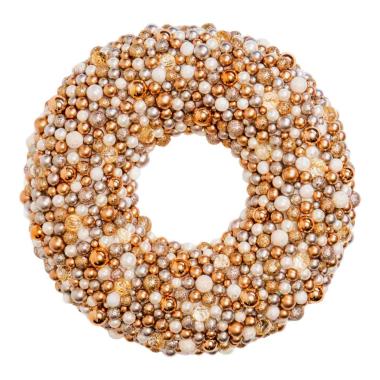 Ghirlanda Natalizia Mini Ball con Perle Oro e Bianco cm.Ø33