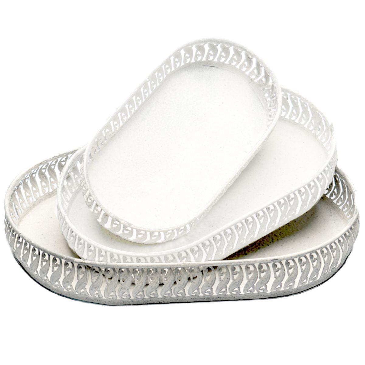 Vassoio Metallo Bianco RetrÃ² Ovale cm.44x29 |Silani