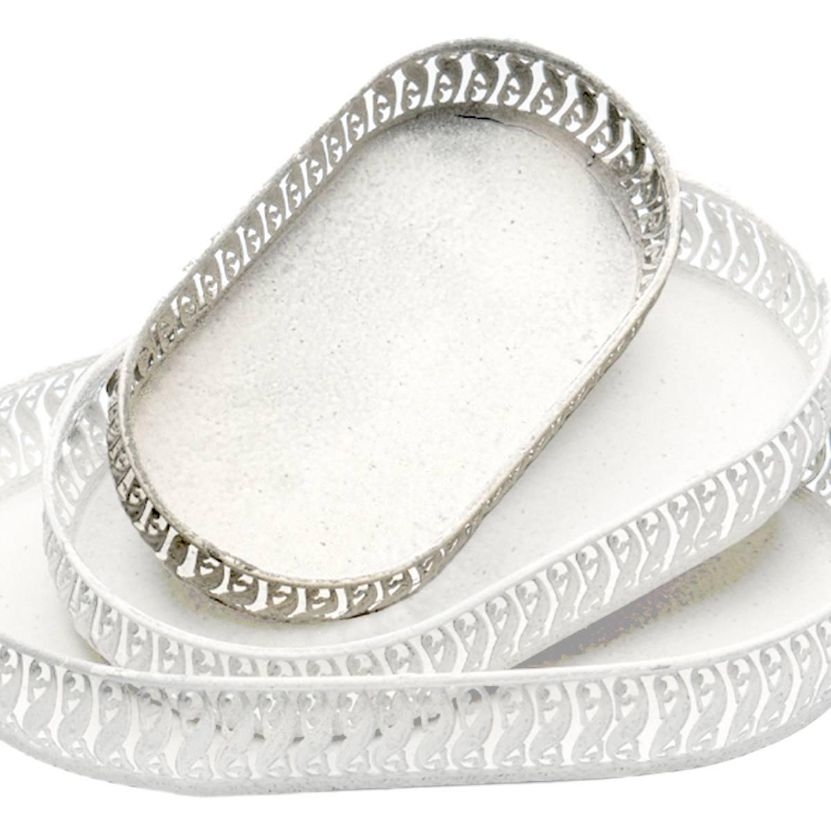 Vassoio Metallo Bianco RetrÃ² Ovale cm.31x17 |Silani