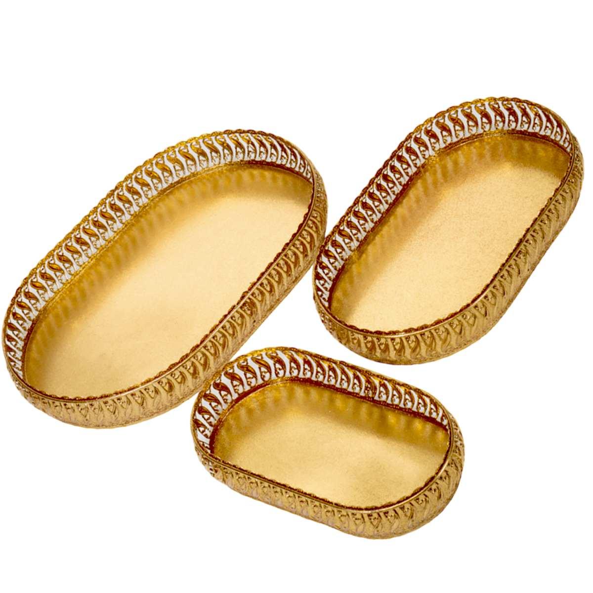 Vassoio Metallo Oro RetrÃ² Ovale cm.44x29 |Silani