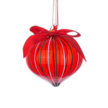 Pallina Natale Vetro cm.8 Cipolla Rossa Righe Verde/Bianco |Bizzotto