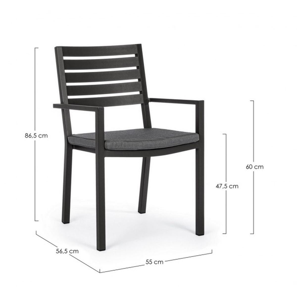 Sedia con Braccioli Helina Antracite Lh32 | Bizzotto