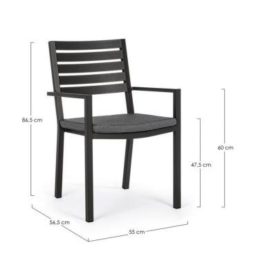 Sedia con Braccioli Helina Antracite Lh32 | Bizzotto