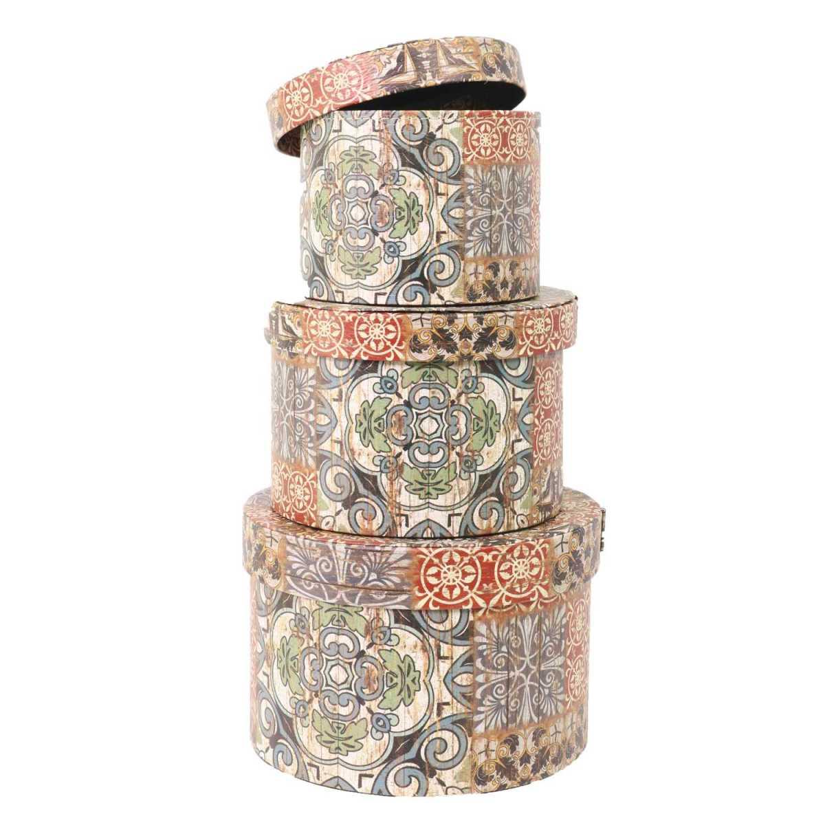 Scatola Ecopelle Mandala Tonda cm.Ã˜23xh15,5 | Vacchetti