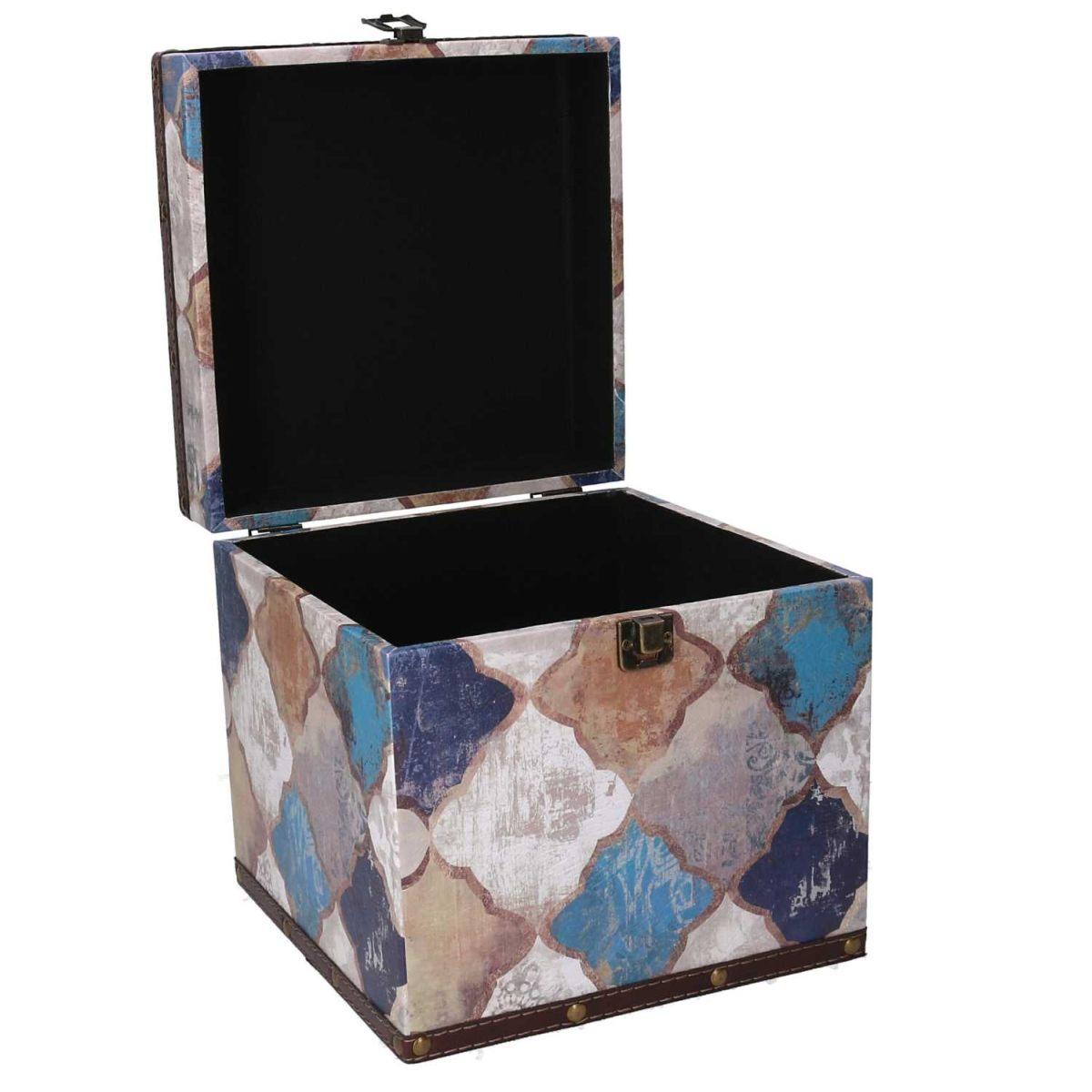 Baule Legno Quadrato Decoro Marocco cm.20xh20 | Vacchetti