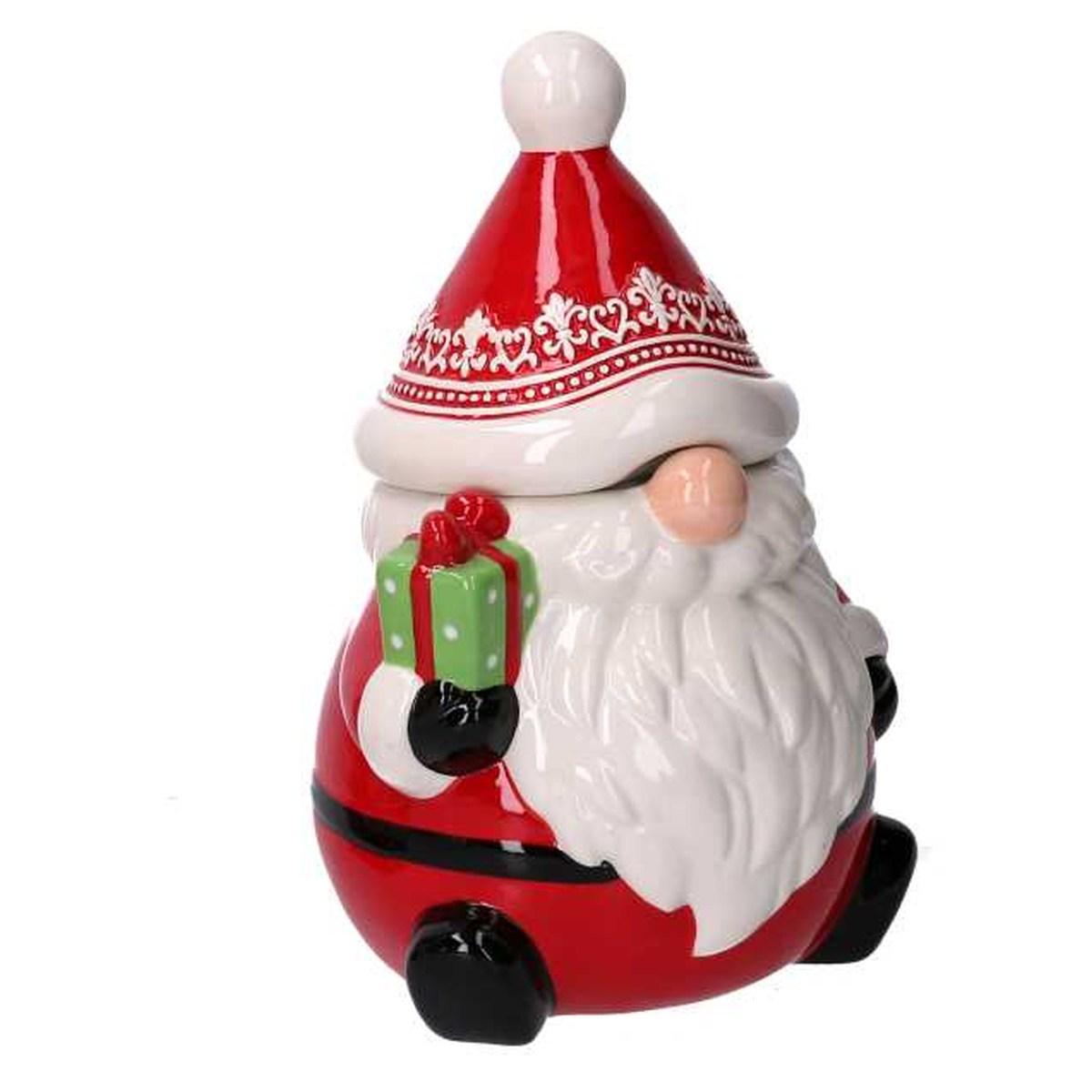 VACCHETTI Portavaso In Metallo Con Babbo Natale – Rosso, Tondo, H29 Cm