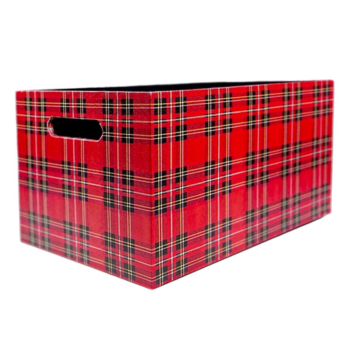 Cassetta Natale Ecopelle Tartan Rossa cm.36x24xh20 |Vacchetti