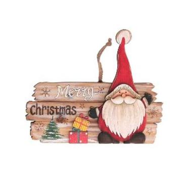 Targa Legno con Babbo Natale e Scritta cm.23x19