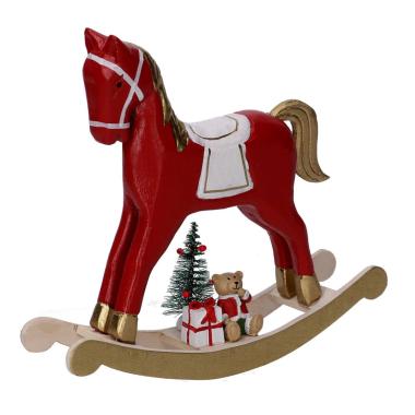 Cavallo a Dondolo Legno Rosso cm.18x5x18