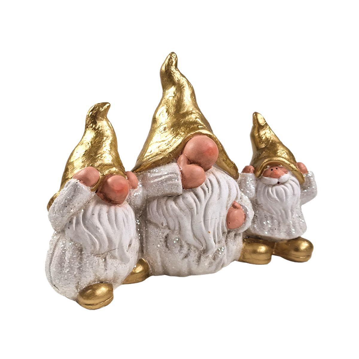 Gnomo Trio Ceramica Oro cm.28x13x22,5