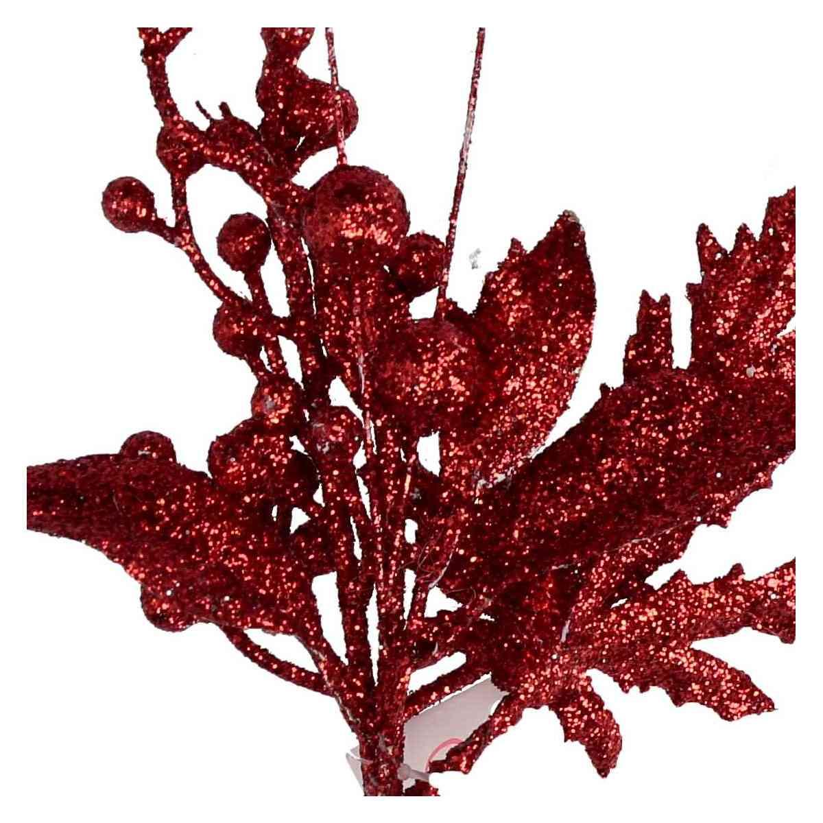 Fiore Natale Rosso Pick con Bacche cm.33