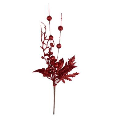 Fiore Natale Rosso Pick con Bacche cm.33