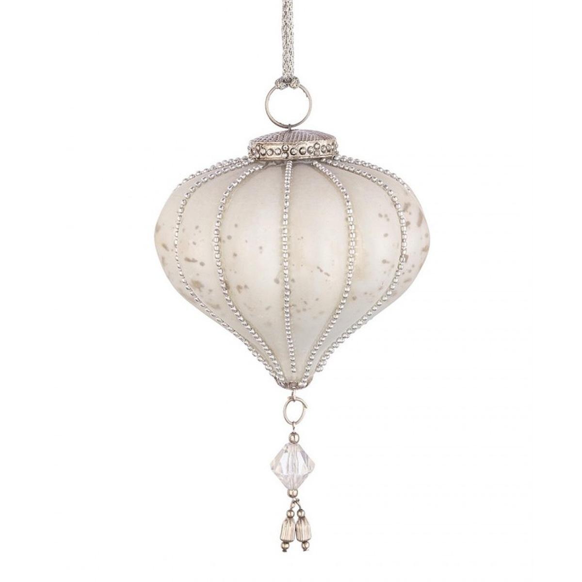 Pallina Natale Vetro Trottola Bianca cm.cm.Ã˜9,5 |Bizzotto