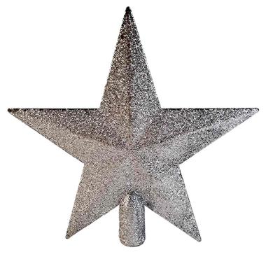Puntale Albero cm.20 Stella Argento Glitter