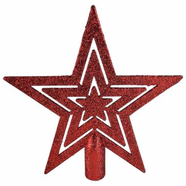 Puntale Albero Stella Rossa Glitter cm.20