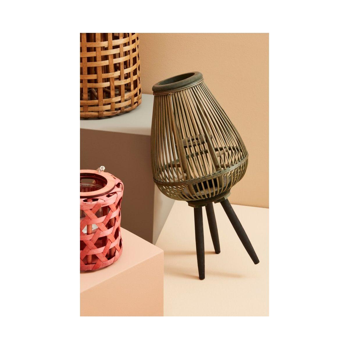 Lanterna Treppiede Bamboo Ver-Nero cm.H61.5 | Bizzotto
