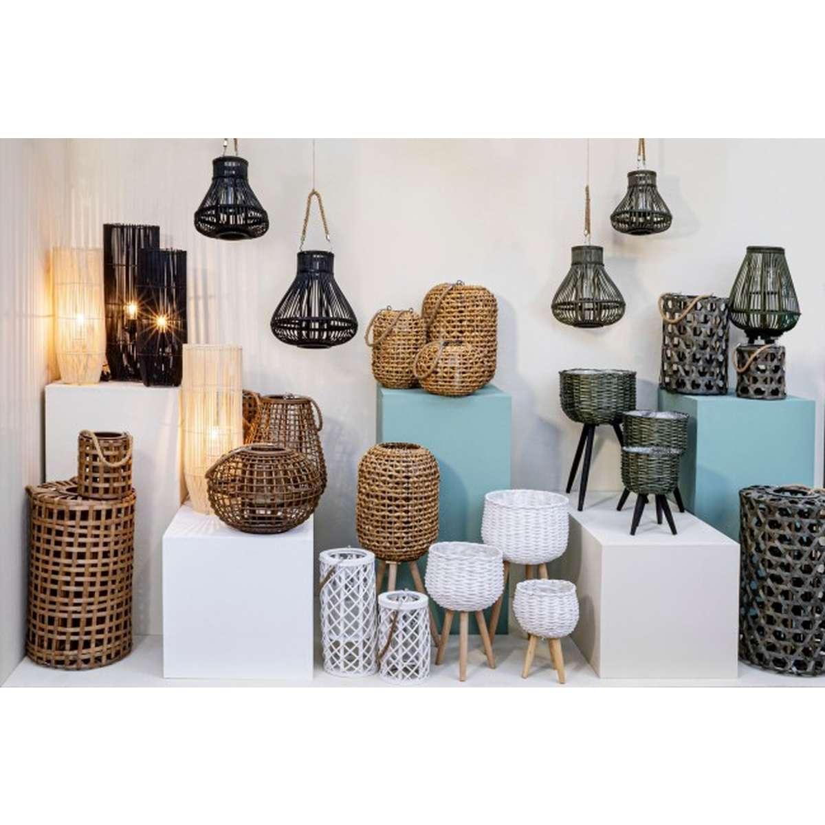 Lanterna Treppiede Bamboo Ver-Nero cm.H61.5 | Bizzotto