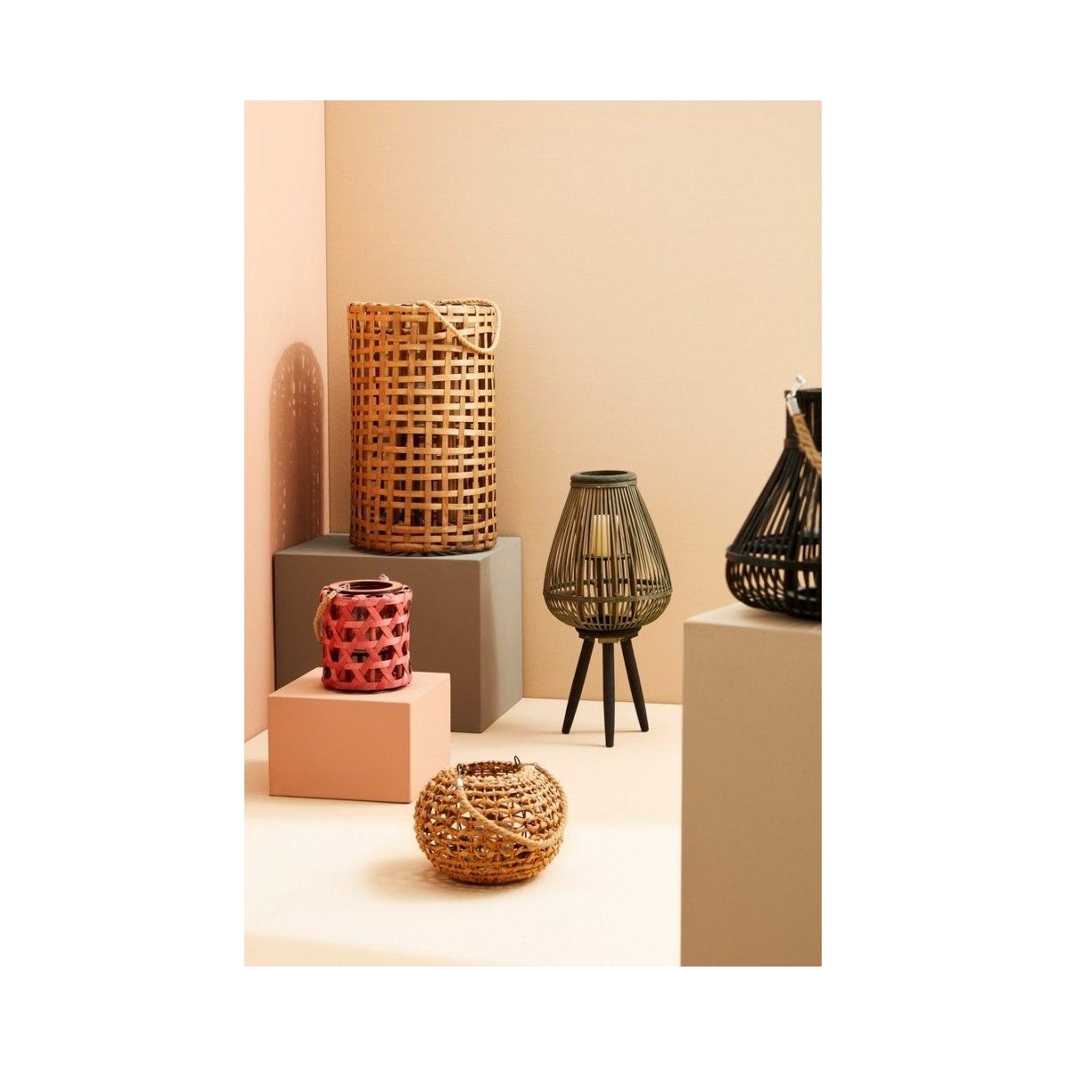 Lanterna Treppiede Bamboo Ver-Nero cm.H61.5 | Bizzotto