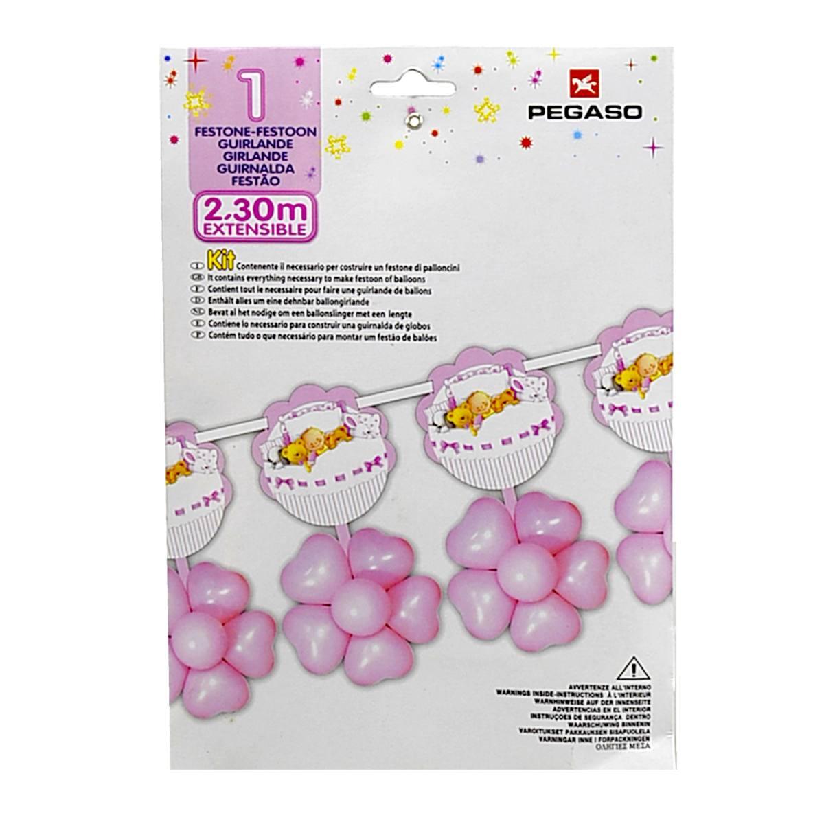 Festone Party Rosa con Palloncini mt.2,3 |M2 Store