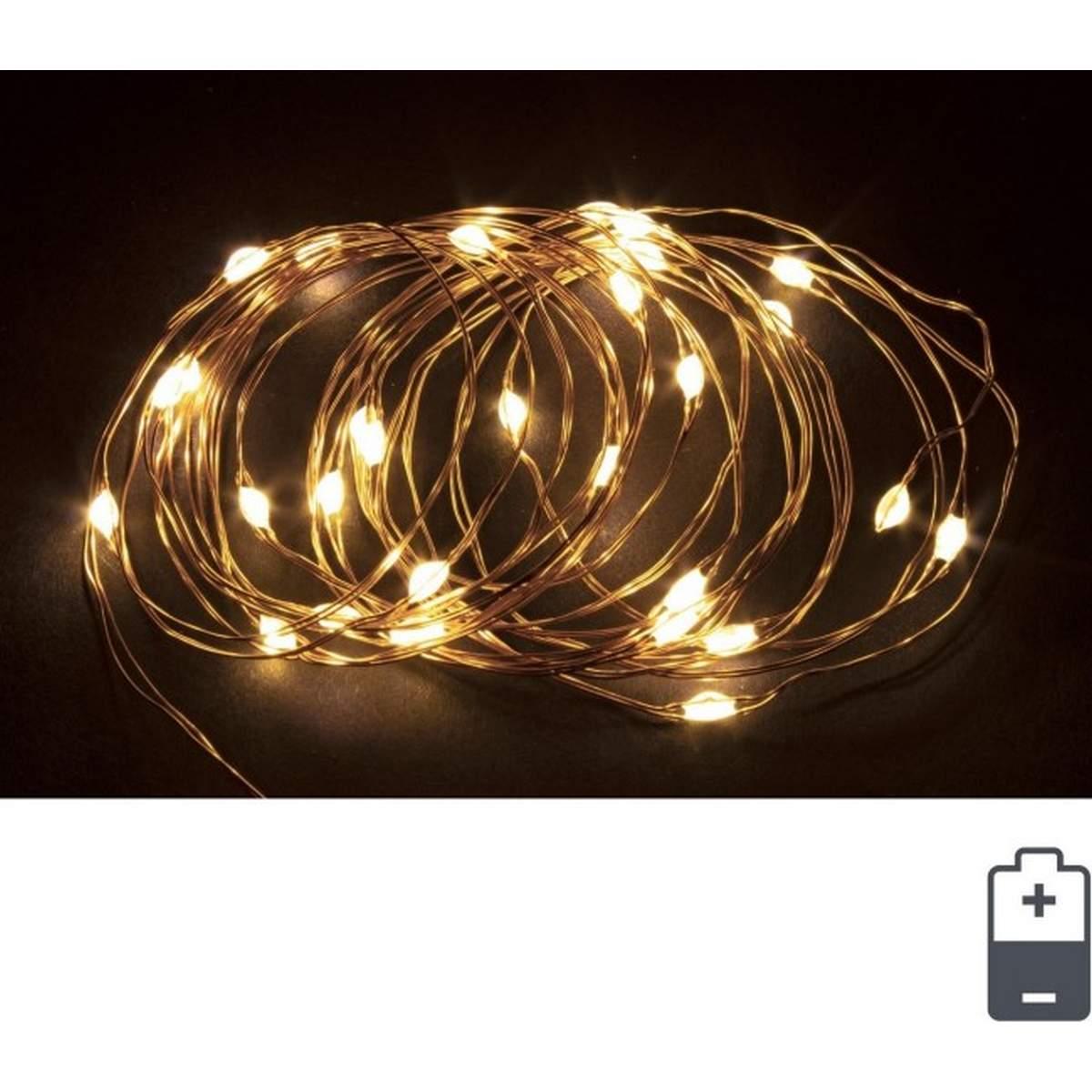 Luci Natale Esterno Batteria LED 30 Micro Copper |Bizzotto