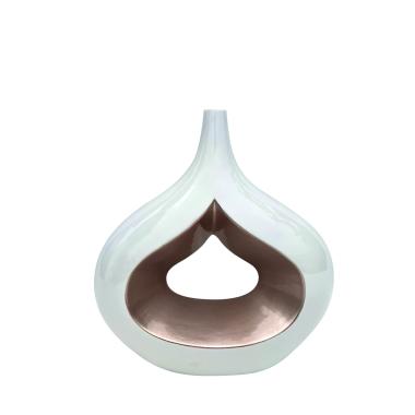 Vaso Ceramica Goccia Bianco Oro cm.36x40 | Ambienti Glamour