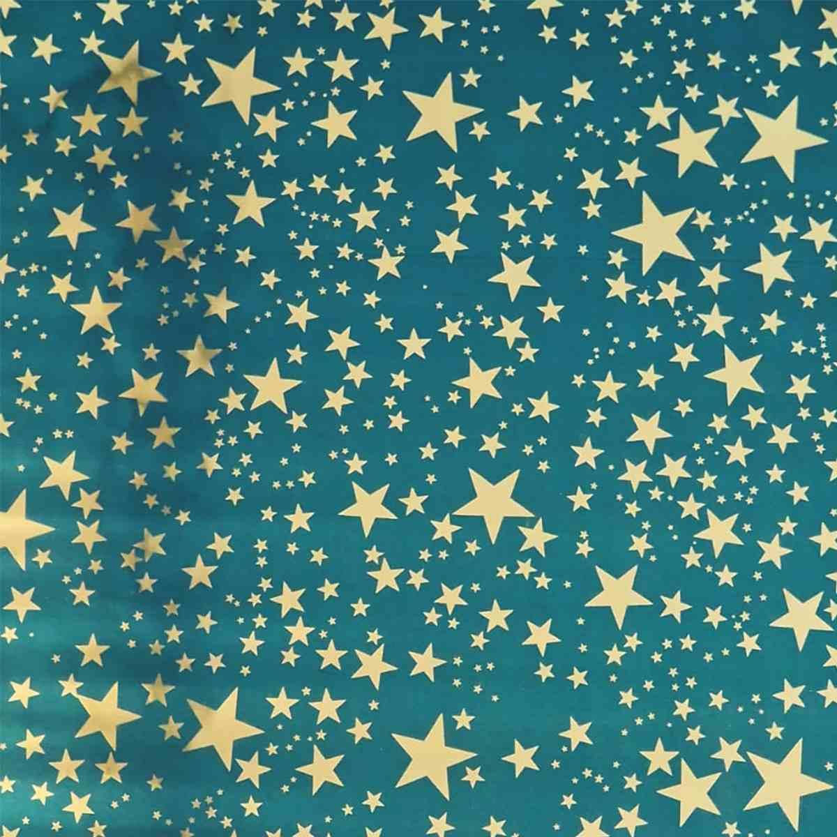 Carta Cielo Blu con Stelle Oro cm.100x500