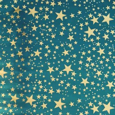 Carta Presepe Cielo Blu con Stelle Oro cm.100x500