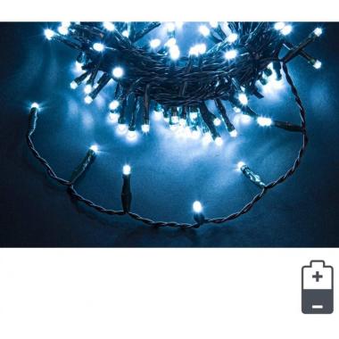 Luci Natale Esterno Batteria LED 180 Bianco Freddo mt.5 con Timer |Bizzotto