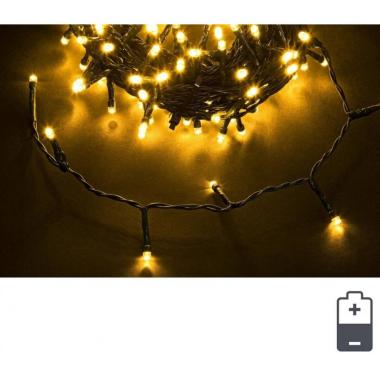 Luci Natale Esterno Batteria LED 96 Bianco Caldo mt.5 con Timer |Bizzotto