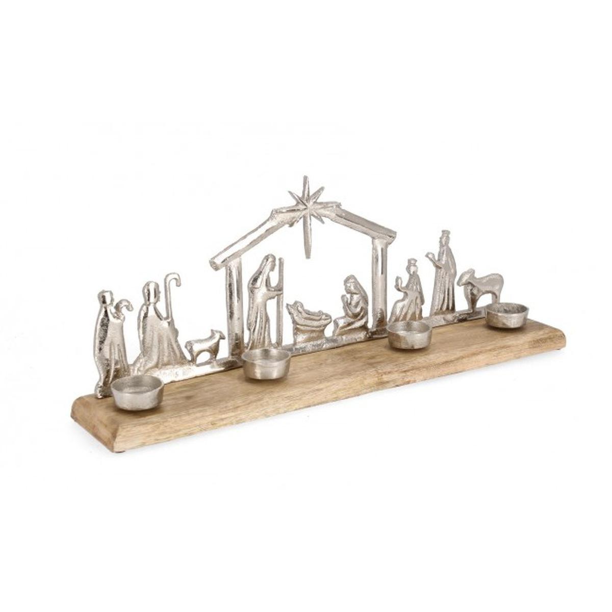 Portacandela 4P Kristeen Nativita' Nat-Alu | Bizzotto