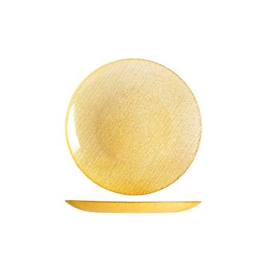 Piatto Tavola Vetro Frutta Charme Gold con Glitter cm.Ø21,5