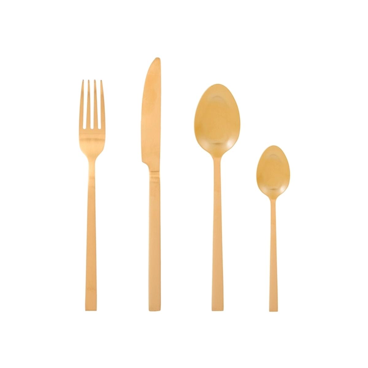 Posate Tavola Inox Set pz.16 Square Oro Gold | H&H