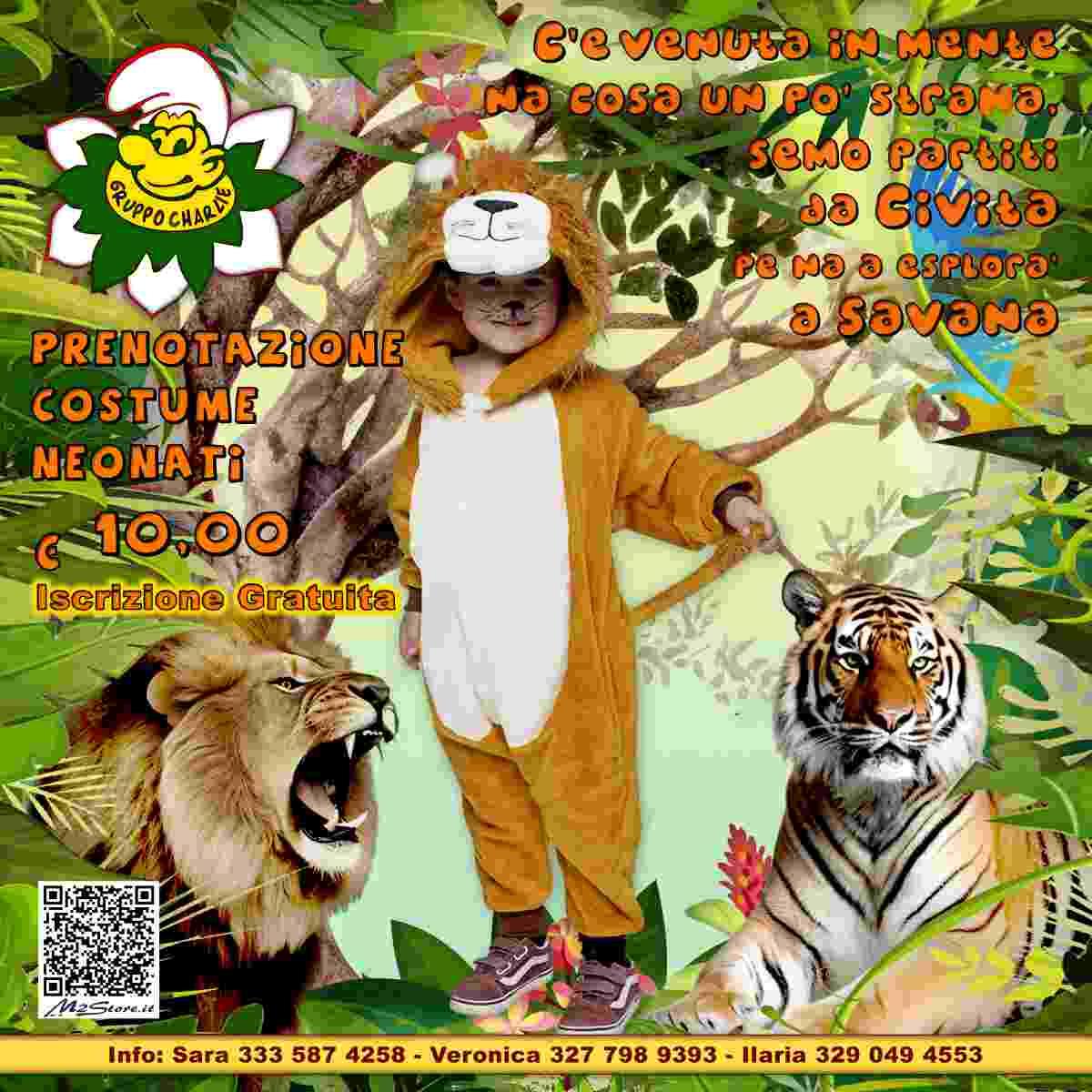 Prenotazione Gruppo Charlie + Costume Safari Bambini Leone da 3 a 6 anni -  Carnevale 2024