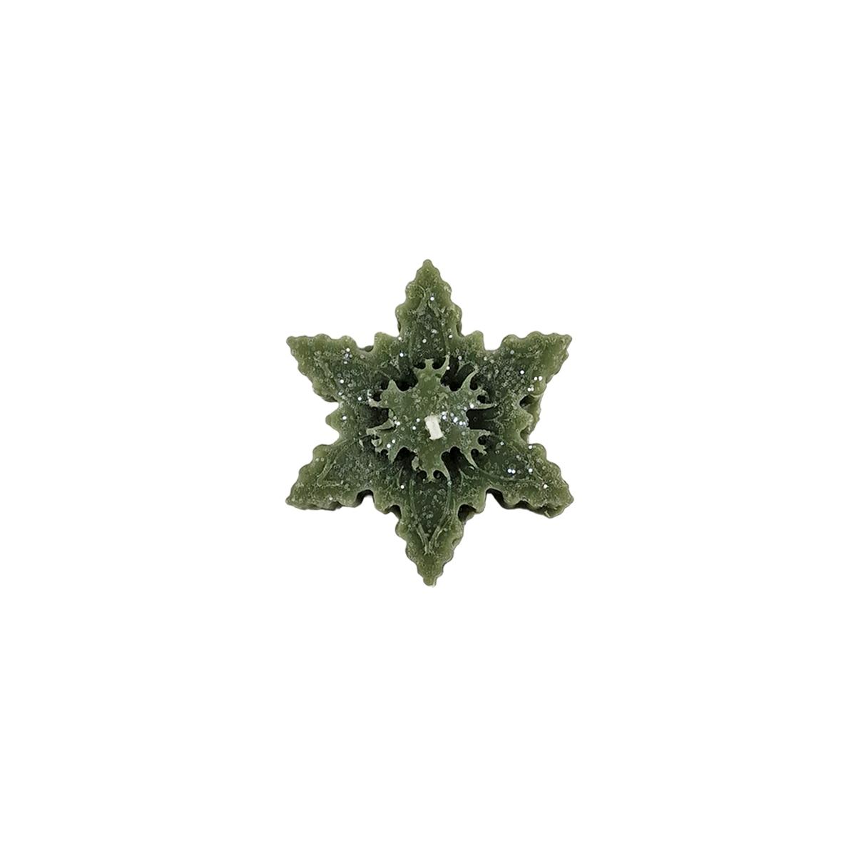 Candela Natale Profumata Fiocco Neve Verde Brinato cm.6/7xh2 4 Modelli