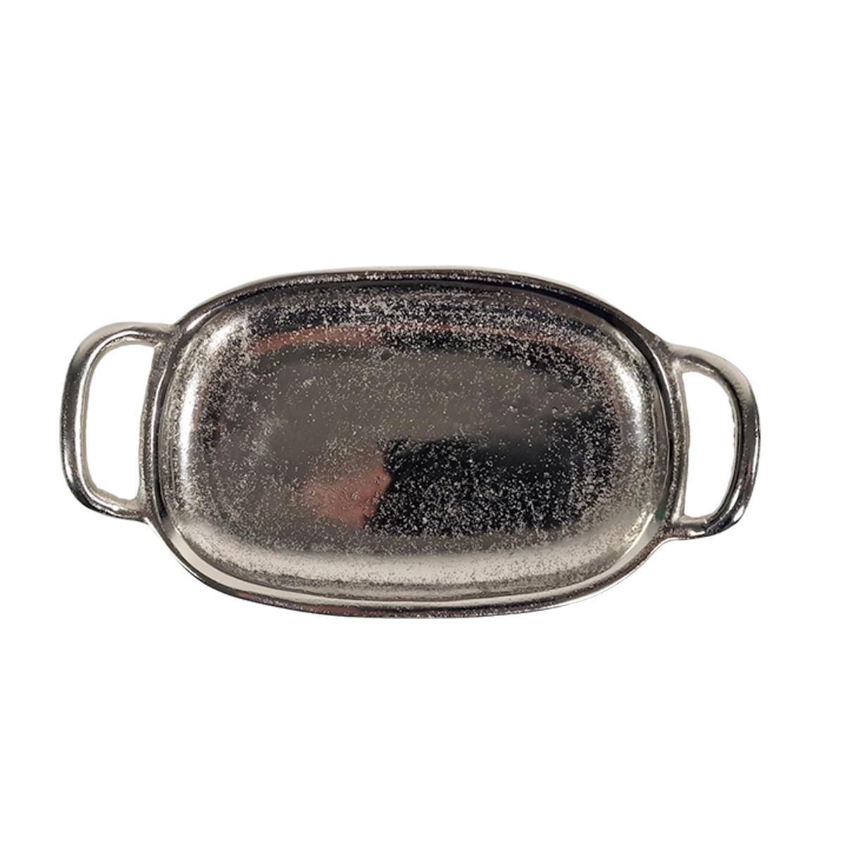 Vassoio Metallo Argento Ovale con Maniglie Set pz.2 | Innova