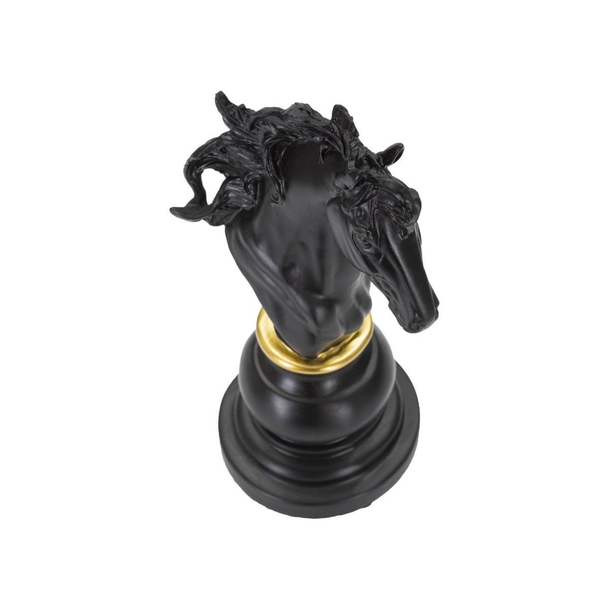 Scacchi Cavallo Nero Oro cm 14X11X27 | Mauro Ferretti