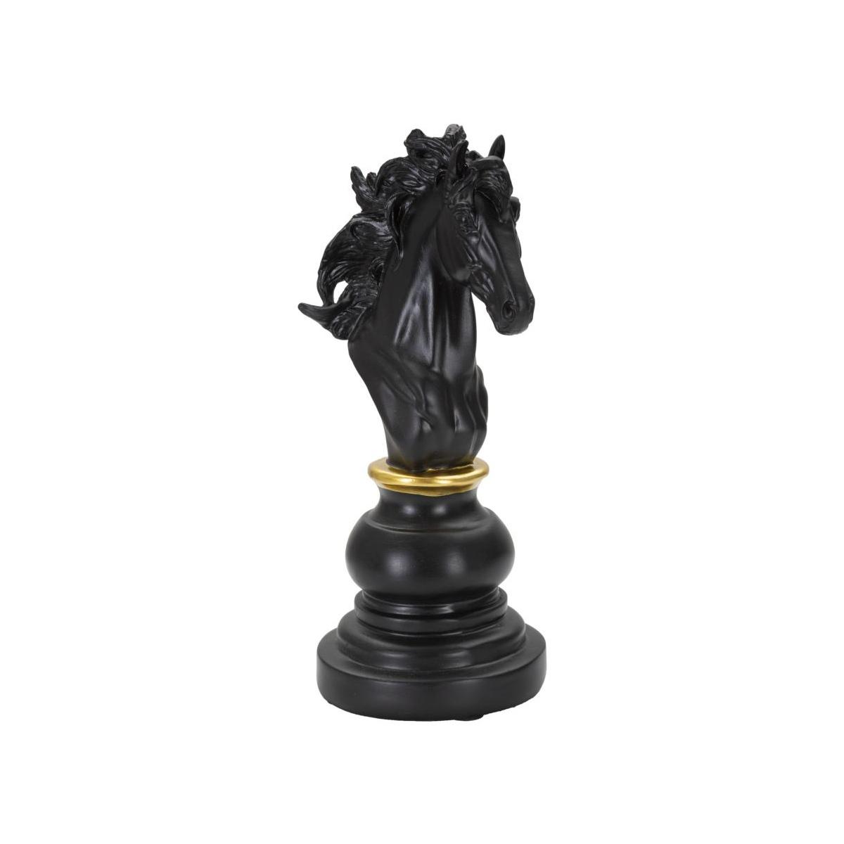 Scacchi Cavallo Nero Oro cm 14X11X27 | Mauro Ferretti