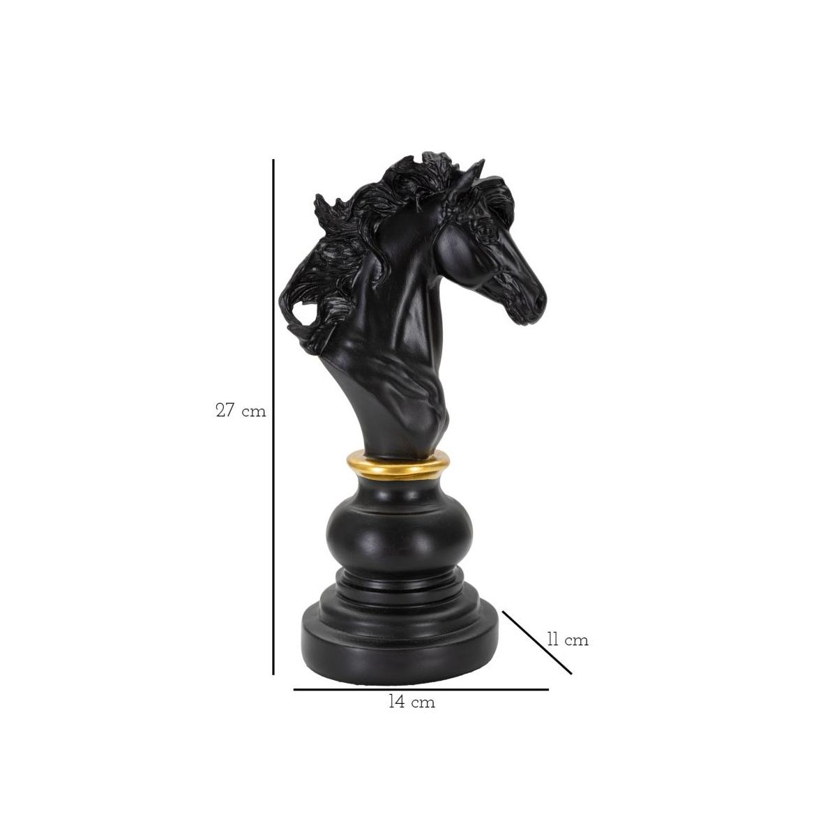 Scacchi Cavallo Nero Oro cm 14X11X27 | Mauro Ferretti