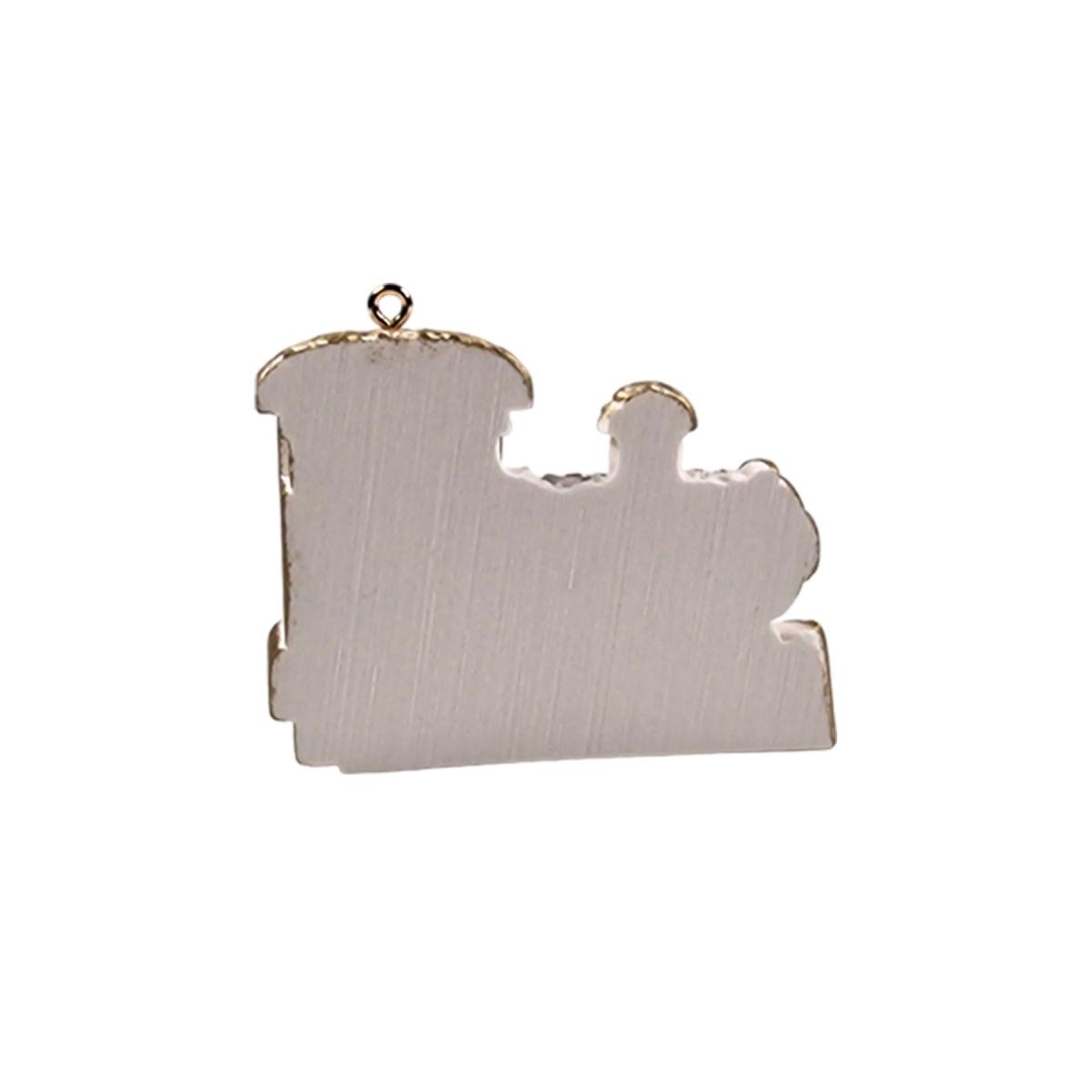 Appendino Trenino Locomotiva da Appendere Bianco e Oro cm.7x5x1,5 |Moranduzzo