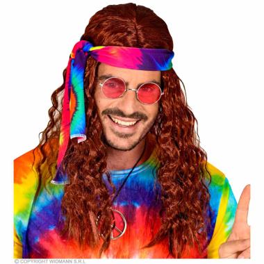 Parrucca Castana Hippie Lunga con Fascia |Widmann