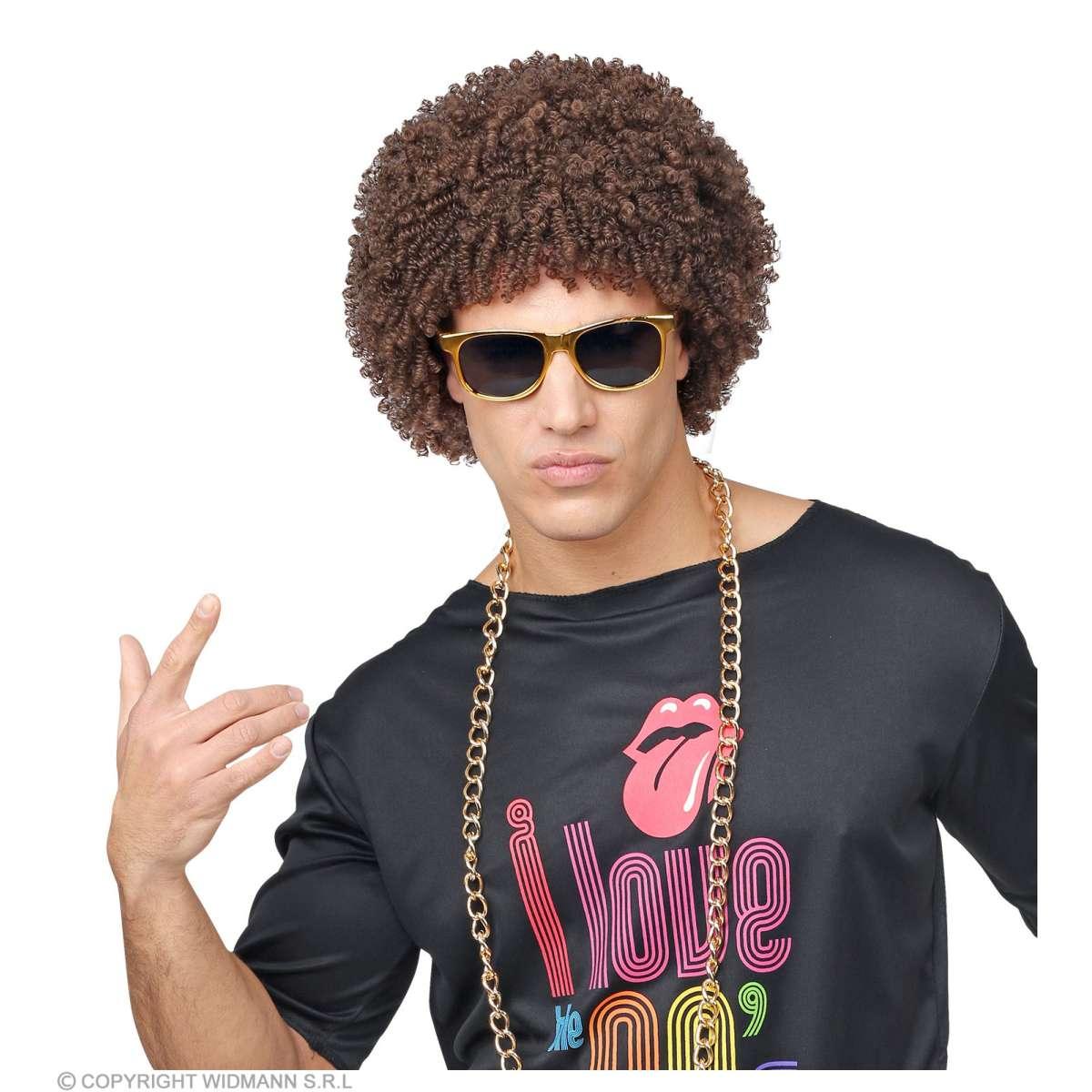 Parrucca Castana Riccia Anni '70/'80 |Widmann