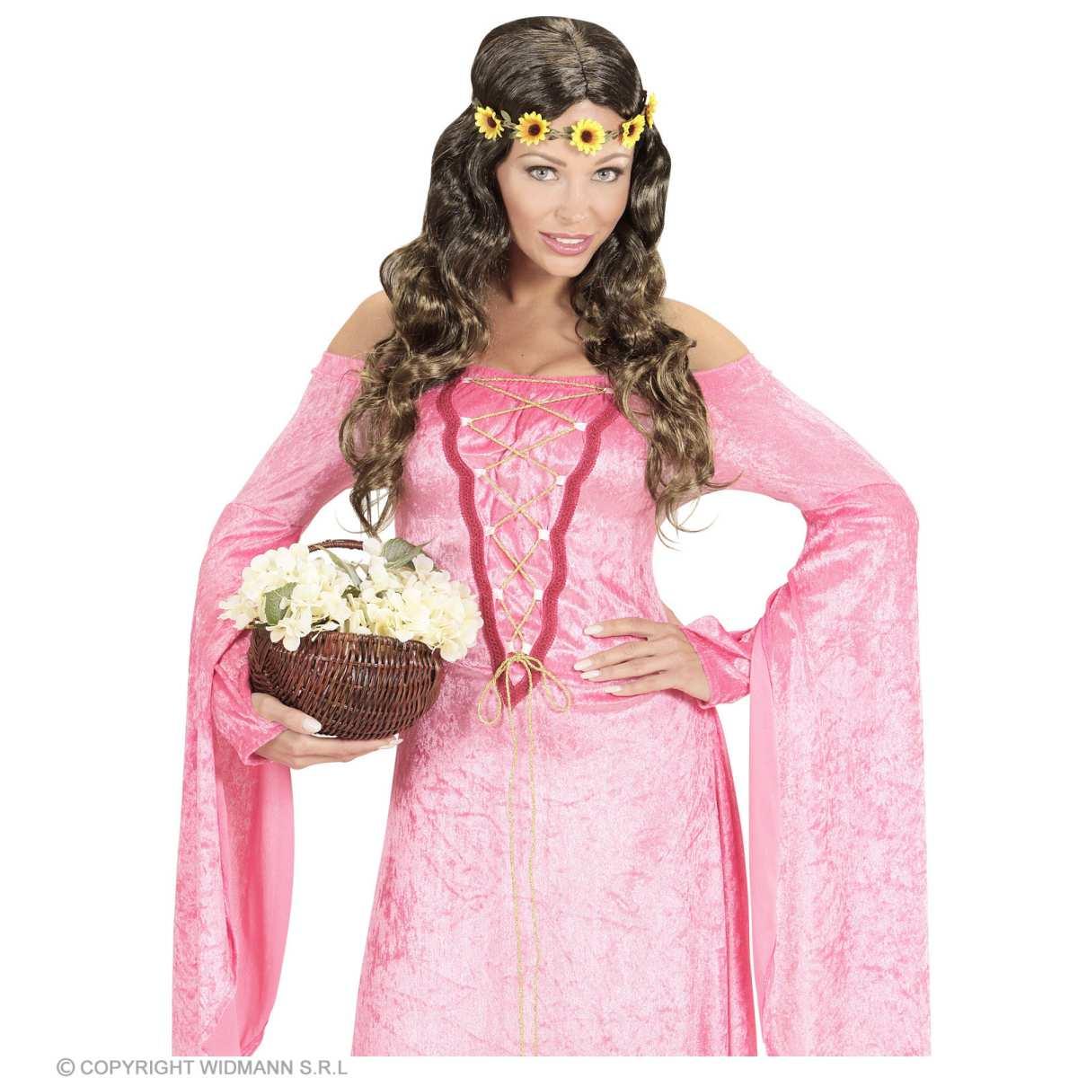 Parrucca Castana Hippie Mossa con Fascia Girasoli |Widmann